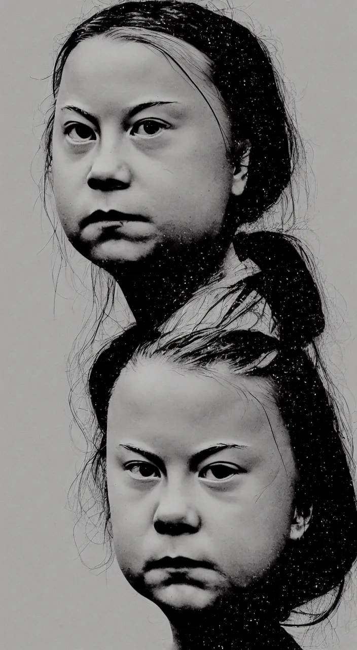 Image similar to silhouette of greta thunberg. portrait by ai weiwei