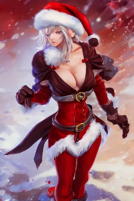 Image similar to Female santa claus for blade and soul concept art on a render by the artist Hyung tae Kim , Jiyun Chae, Joe Madureira, trending on Artstation by Hyung tae Kim, artbook, Stanley Artgerm Lau, WLOP, Rossdraws