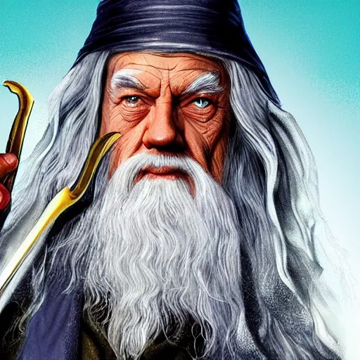 Prompt: Gandalf as a grand theft auto 5 character, cover game art