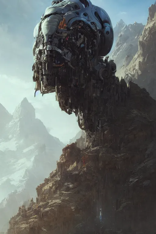 Prompt: a detailed portrait of a giant mechanical humanoid buried beneath the mountains by Greg Rutkowski, Sung Choi, Mitchell Mohrhauser, Maciej Kuciara, Johnson Ting, Maxim Verehin, Peter Konig, final fantasy, Marco lense , 8k photorealistic, cinematic lighting, HD, high details, atmospheric , trending on artstation