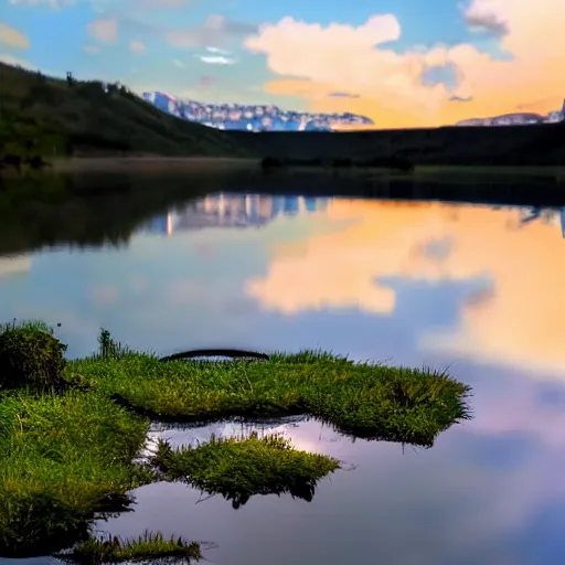 Prompt: isometric view of a lake shore, stars reflecting on the water, 4k reflection, diorama