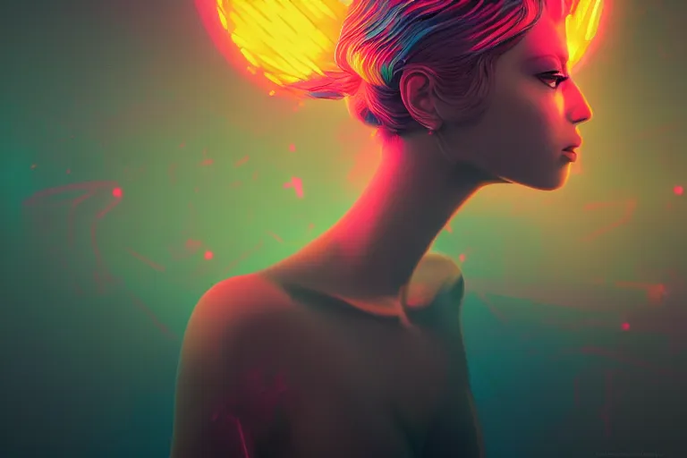 Image similar to photo of surreal goddes of war in neon lighting, elegant, highly detailed, smooth, sharp focus, trippy, dmt, psychedelic, illustration, beautiful, geometric, trending on artstation, cinematic, artwork by WLOP