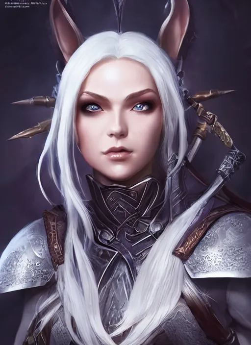 Image similar to kerli koiv as elven ranger. d & d portrait character headshot, sharp, digital matte painting, anime key art by yoshitaka amano, greg rutkowski, wlop, dramatic lighting, trending on artstation