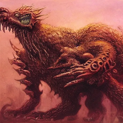 Prompt: warhammer manticore concept, beksinski