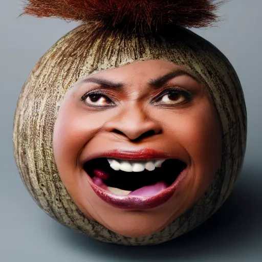 Image similar to tina turner face on a turnip, colored, dslr, photoshoot