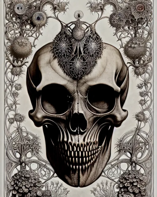 Image similar to art forms of nature by ernst haeckel, memento mori by arthur rackham, ornate antique porcelain beautiful skull mask, ultrasharp, photorealistic, hyperdetailed, octane render, polished, art nouveau, neo - gothic, gothic, intricate ornamental organic filigree, art nouveau botanicals, art forms of nature by ernst haeckel, horizontal symmetry, symbolist, visionary