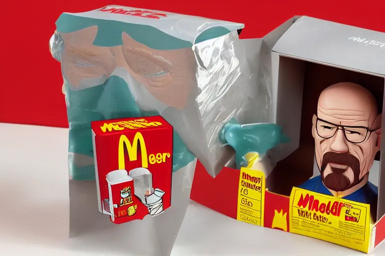 Prompt: walter white as a mcdonald meal toy