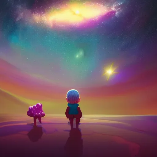 Prompt: ultradetailed matte painting of serene milky way and exploding nebulas with nebullae by beeple : 2, charles schulz and rhads, featured on artstation