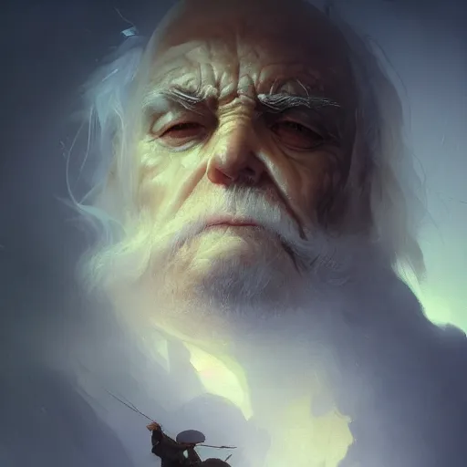 Image similar to cinematic shot epic portrait a melting old man, shiny, broad light, ambient occlusion, volumetric light effect, made by ivan aivazovsky, peter mohrbacher, greg rutkowski, matte painting, trending on artstation, 4 k, perfectly defined features, digital painting, cinematic, epic, highly detailed,