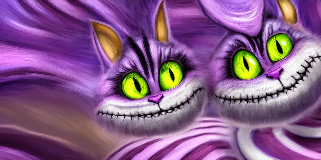 Image similar to The Cheshire Cat, Alice in wonderland, colorful, wide angle, super highly detailed, professional digital painting, artstation, concept art, smooth, sharp focus, no blur, no dof, extreme illustration, Unreal Engine 5, Photorealism, HD quality, 8k resolution, cinema 4d, 3D, beautiful, cinematic, art by artgerm and greg rutkowski and alphonse mucha and loish and WLOP