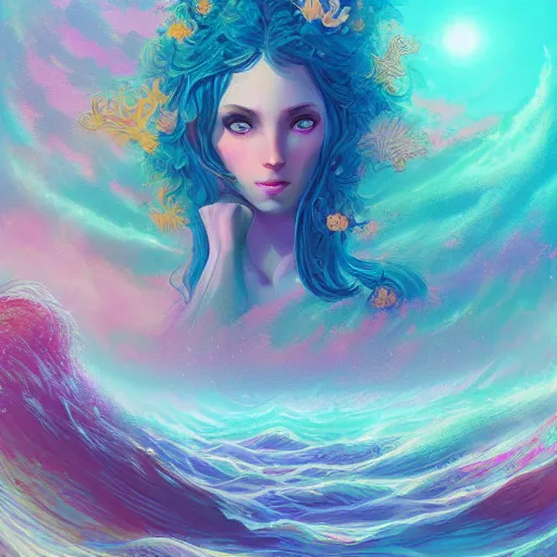 Image similar to i am attracting beautiful souls into my life 🌊✨🌸 🏺🌌, 8 k resolution detailed fantasy art, asymmetrical composition, anato finnstark marc simonetti lisa frank zbrush central gloomy midnight.