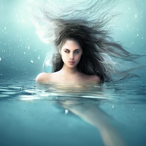 Prompt: epic portrait of a girl floating in water with only her face and some hair visible, surrounded by loose petals, beautiful, unreal engine, high detail