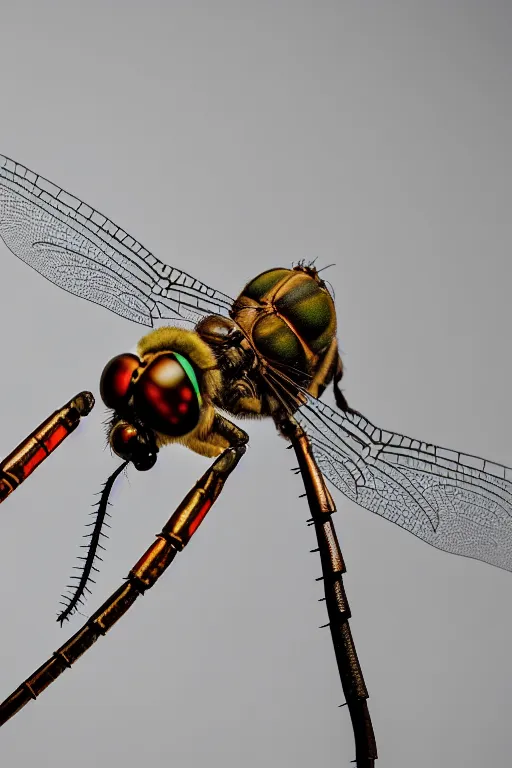 Prompt: a macro photograph of a cyborg dragonfly by adam gor, by javier ruperez, 8 k