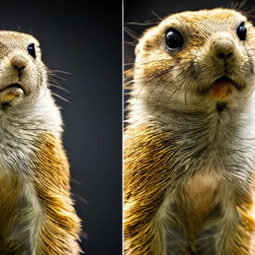 Image similar to a chimera of Prairie dog and Pygmy marmoset, studio photography