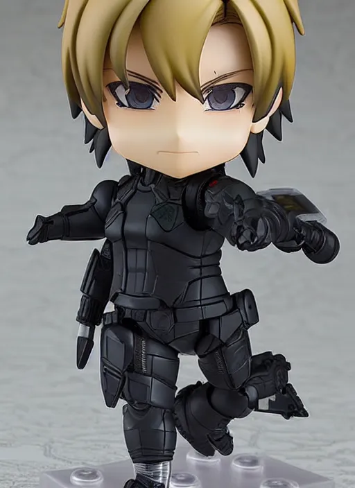 Image similar to a nendoroid of a raiden, metal gear solid, detailed product photo