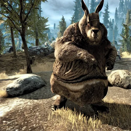 Prompt: Big Chungus in skyrim