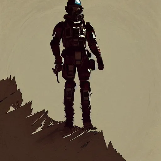 painting of a lonesome odst at the peak of himalayas, | Stable ...