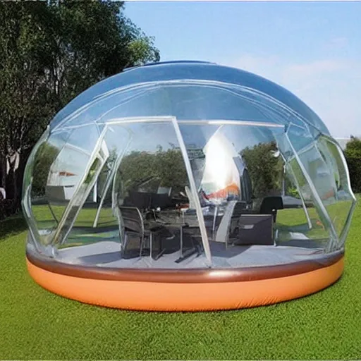 Prompt: transparent inflatable house