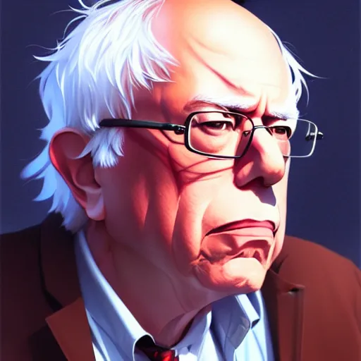 Image similar to bernie sanders, portrait shinkai makoto studio ghibli studio key hideaki anno sakimichan stanley artgerm lau rossdraws james jean marc simonetti elegant highly detailed digital painting artstation pixiv