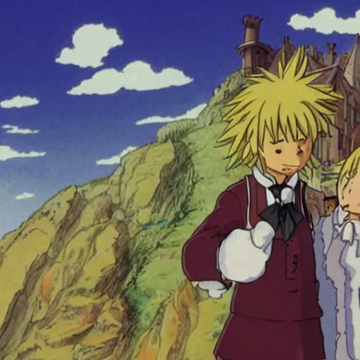 Prompt: Howl's moving castle walking around