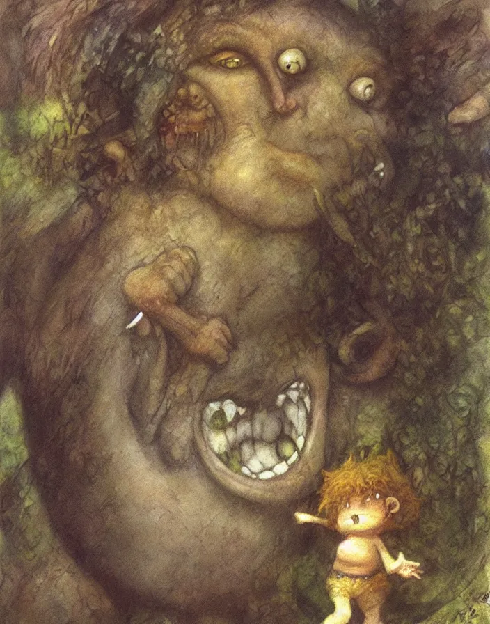Prompt: happy little troll, by Brian Froud, painterly