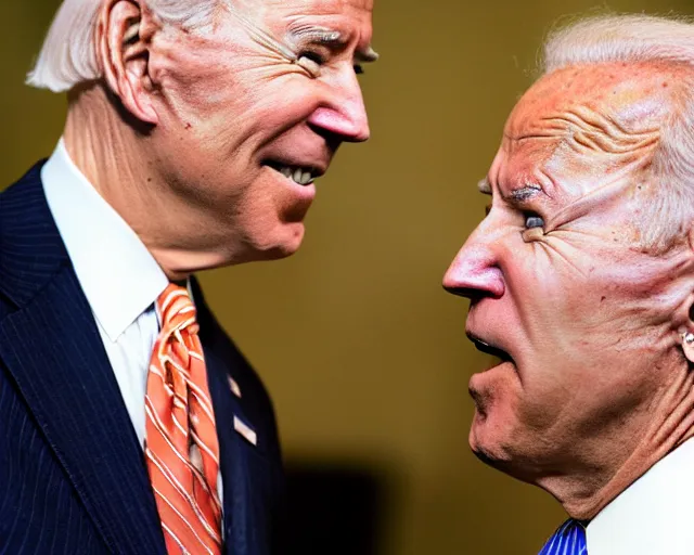 Image similar to president joe biden face to face with president joe biden, nikon 3 5 mm, photograph