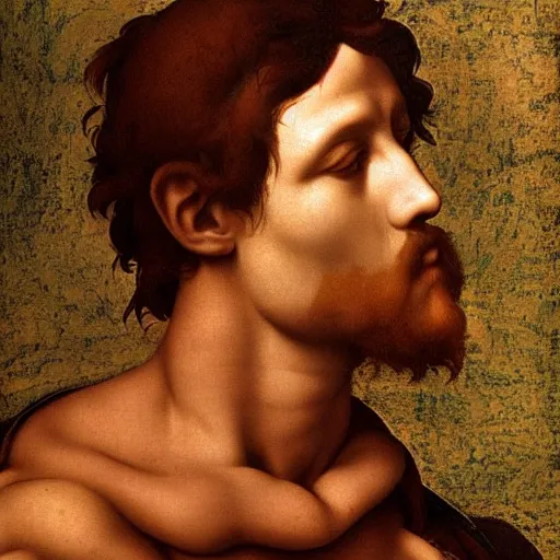 Image similar to atmospheric beautiful men's lips kiss in the sunny room, wrote renaissance michelangelo