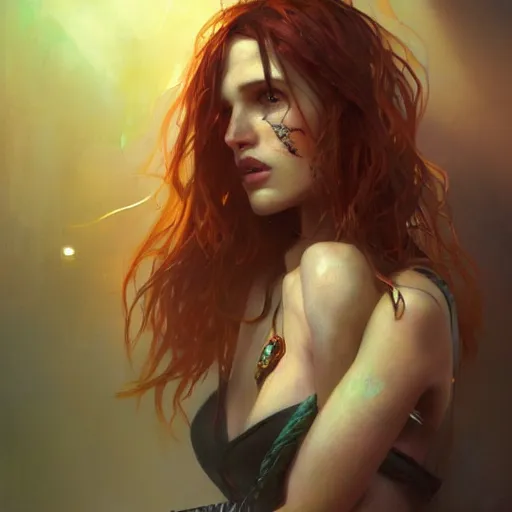 Prompt: full figure bella thorne, hyperrealistic portrait, bladerunner street, art of elysium and jeremy mann and alphonse mucha, fantasy art, photo realistic, dynamic lighting, artstation, poster, volumetric lighting, very detailed face, 4 k, award winning