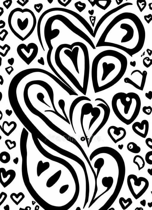 Image similar to a black and white graphic of a heart made up of smaller hearts outline vector illustration