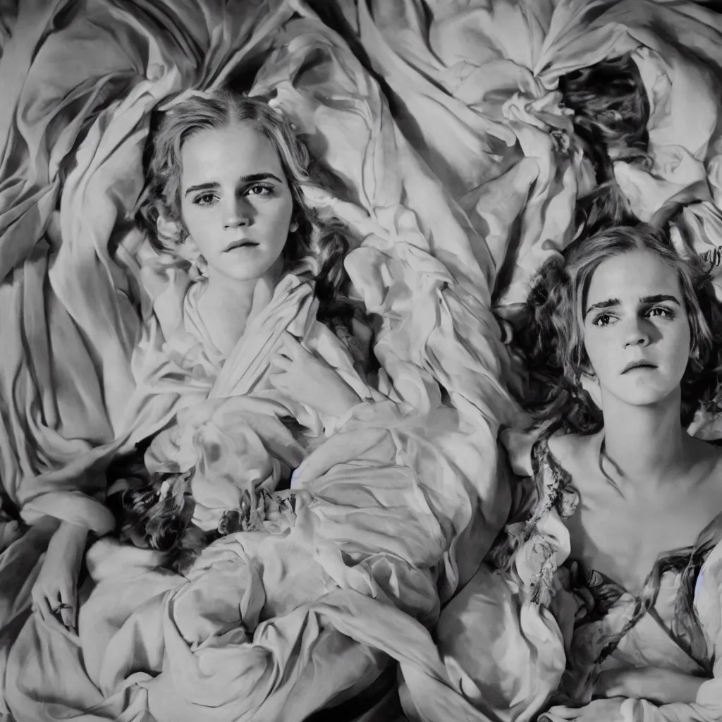 Image similar to closeup!!! centre frame!!!! Emma Watson long hair flowing robes baroque room cinematic lighting stanley kubrick barry lyndon Cecil Beaton, Lee Miller, Irving Penn, David Bailey, Corinne Day, Patrick Demarchelier 4k canon 5d mk4