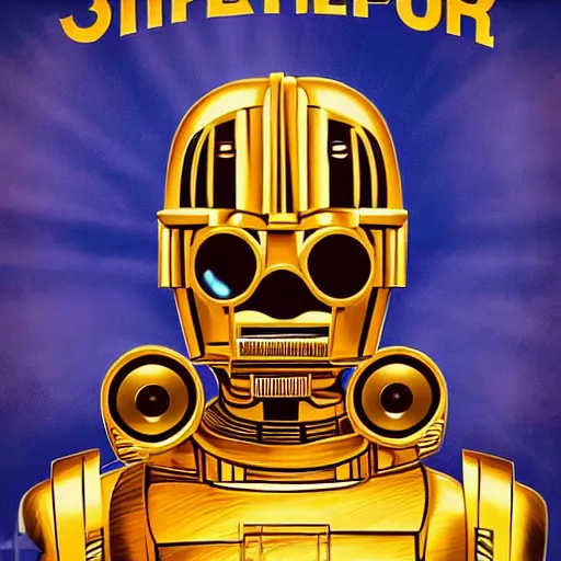 Image similar to A Hyperdetailed Masterpiece of C3P0 in the style of a 1950s propaganda poster