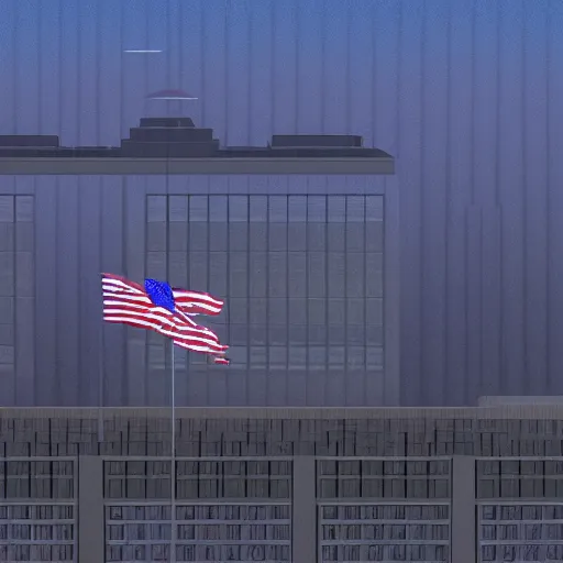 Prompt: a nut attacking the fbi headquarters, digital painting, high quality, volumetric fog