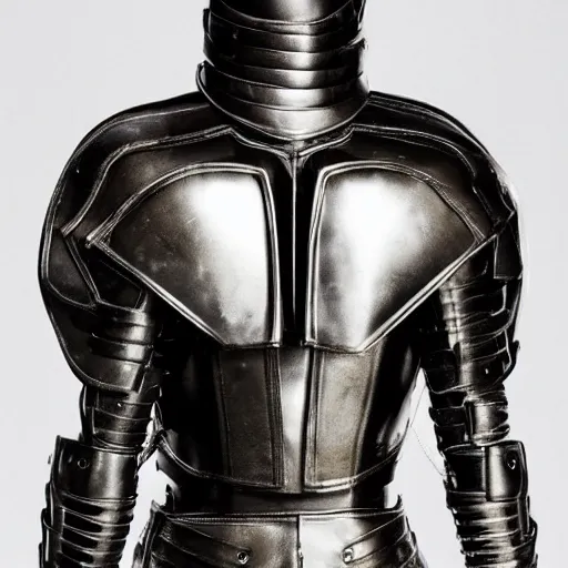 Image similar to Battle armor designed by Rick Owens, fashion photography