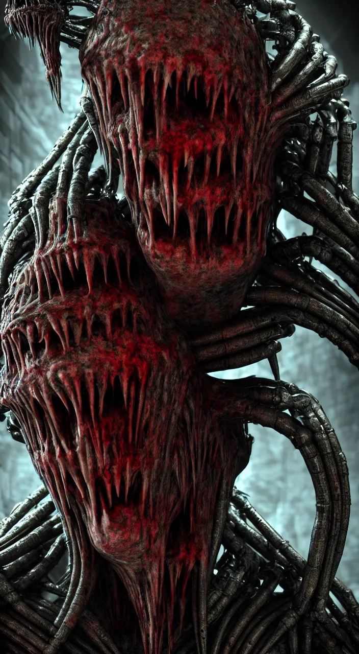 Image similar to gary busey as a monster designed by hr giger, colorful horror video game, sci fi horror,, body horror, unreal engine, octane render, depth of field, cycles render, hd