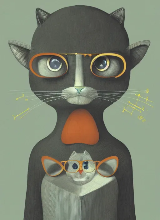 Image similar to an illustration of an anthropomorphic cat, a 3 d render of an anthropomorphic cat, by jack gaughan, by hikari shimoda