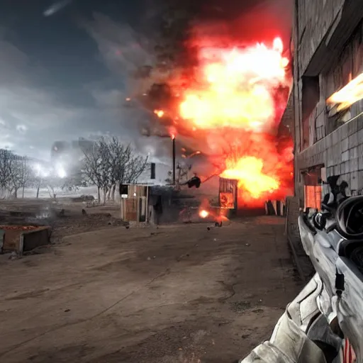 Image similar to first - person shooter game about ww 3