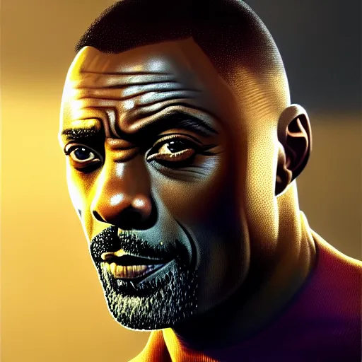 Prompt: wideangle!! portrait shot of idris elba in cyberpunk 2 0 7 7, intricate, elegant, highly detailed, centered, digital painting, artstation, concept art, smooth, sharp focus, illustration, artgerm, tomasz alen kopera, peter mohrbacher, donato giancola, joseph christian leyendecker, wlop, boris vallejo