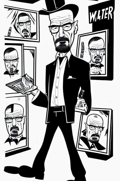 Image similar to walter white, in the style of dan decarlo, as drawn by dan decarlo for archie comics,