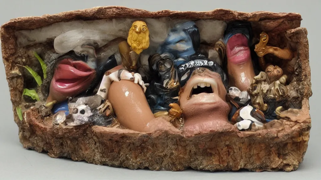 Prompt: lowbrow worst lip diorama