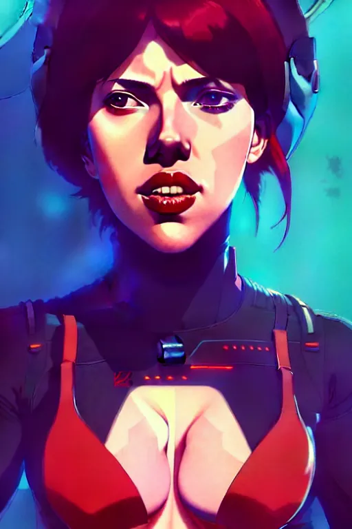 Image similar to a ultradetailed beautiful panting of scarlett johansson as motoko kusanagi, by conrad roset, greg rutkowski and makoto shinkai, trending on artstation