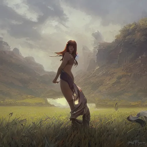 Image similar to landscape by artgerm and greg rutkowski