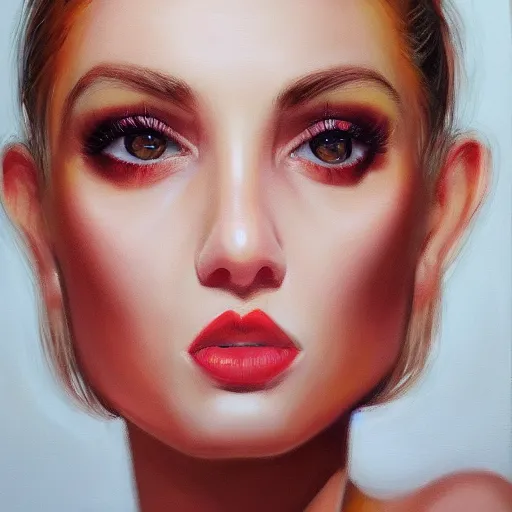 Image similar to hyperrealism matte oil painting, fashion model portrait roses in eyes