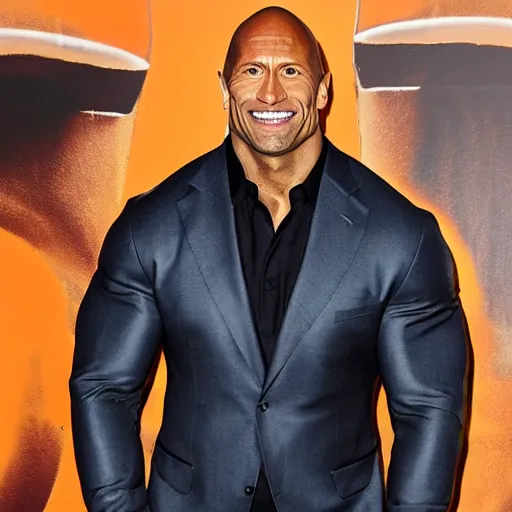 Prompt: dwayne johnson made out of orange stone