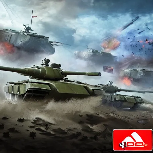 Prompt: video game box art of a game called tank battle, 4 k, highly detailed cover art.