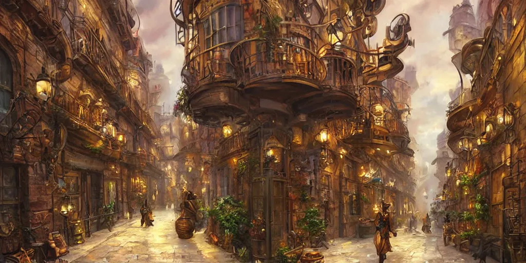 Image similar to Steampunk city alley By Konstantin Razumov, highly detailded