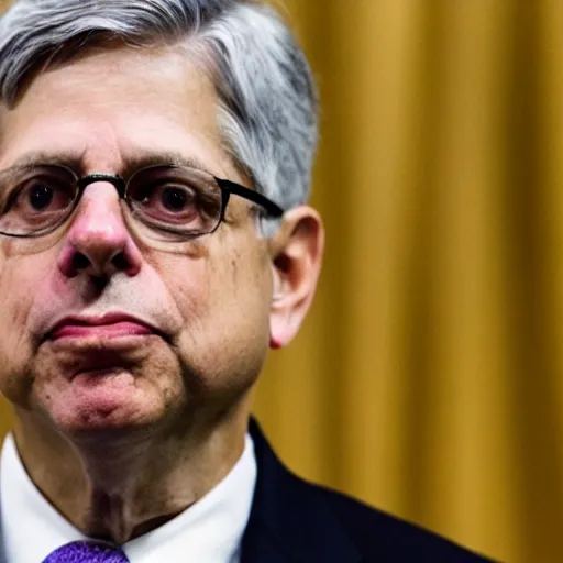 Prompt: merrick garland making a major announcement regarding a recent raid