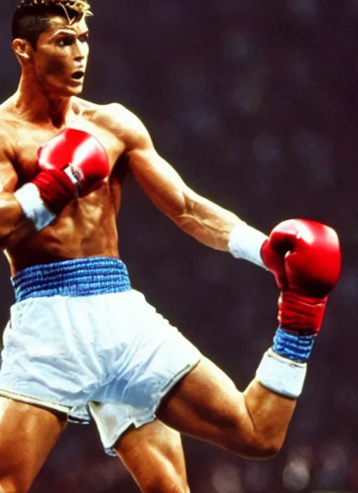 Image similar to film still of cristiano ronaldo as ivan drago in rocky 4