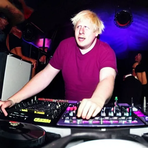 Image similar to Boris Johnson as a DJ in Ibiza