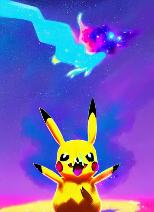 Prompt: galaxy colored pokemon of a galaxy colored pikachu, beautiful detailed realistic cinematic character concept fashion portrait, hi - fructose art magazine, by anton fadeev and paul lehr and david heskin and josan gonzalez, 8 k, purple, blue