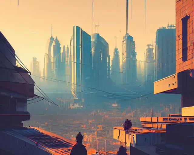 Image similar to beautiful painting of a cyberpunk marseilles inspired by phillipe stark, art by mike winkelmann, golden hour, illustration, highly detailed, simple, smooth and clean vector curves, no jagged lines, vector art, smooth, artstation
